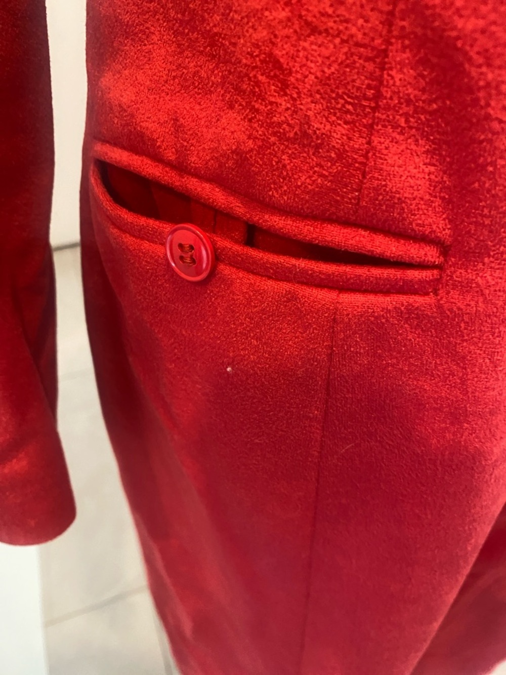 VINTAGE Cedarhurst Classics Red Faux Suede button down Frock Coat Size 7/8 - Picture 6 of 17